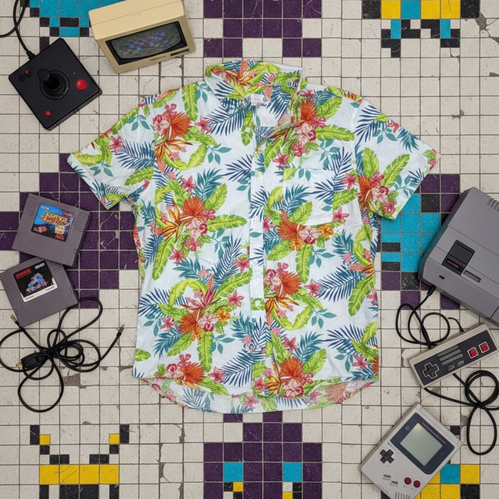 GAP Tropical Floral Graphic Shirt White Standard